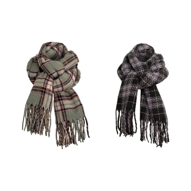 Tokyo Season Polyester Knit Scarves Unisex Purple Green-0