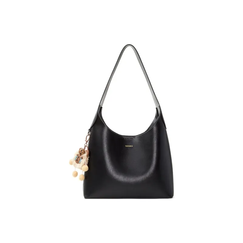 Teenmix Cow Leather With Synthetic Leather Hobo Bag, Handbag, Shoulder Bag, Tote Tubas Women's Coffee/Black-7