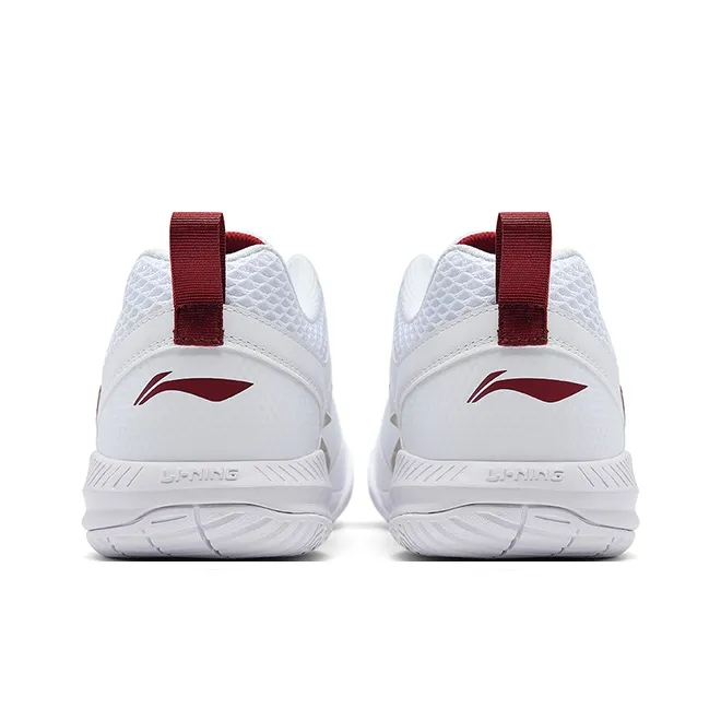 LiNing Feather Cushioning Anti-Slip And Wear-Resistant Low-Top Badminton Shoes Unisex White Red-2