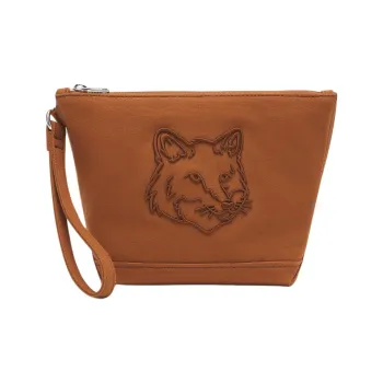 Maison Kitsune Coated Canvas Clutch Women's Light Yellow Umber