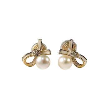 ORANGE SYMBOL Freshwater Pearl Clip On Earrings Women's
