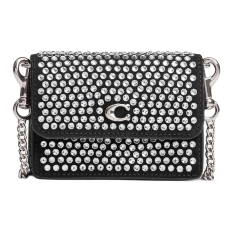 COACH Calfskin Card Holder Women's Black-0