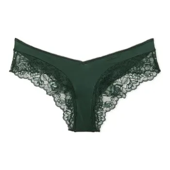 Victoria's Secret Very Sexy Rose Lace Trim High Leg Cheeky Panty/B G Underpants Women's 1 Pack Plant Green