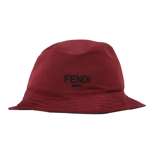 FENDI Polyester Bucket Pescatore hats Unisex Red