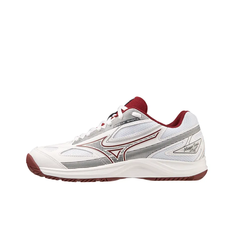 Mizuno Anti Slip Wear Resistant Low Top Tennis Shoes Women's White Red-0