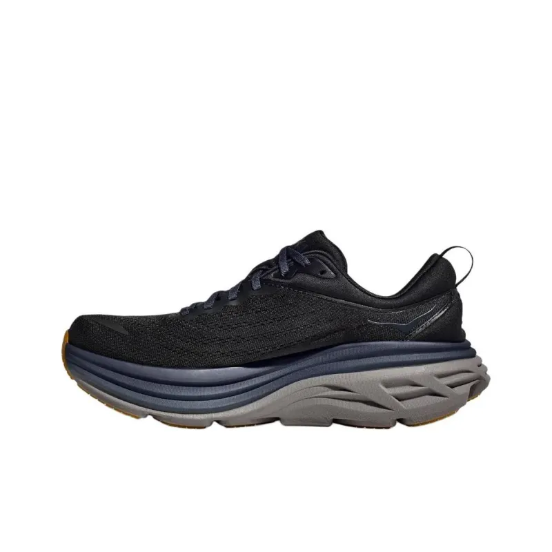 HOKA ONE ONE Bondi 8 Anti Slip Wear Resistant Low Top Casual Running Shoes Men's Black-2