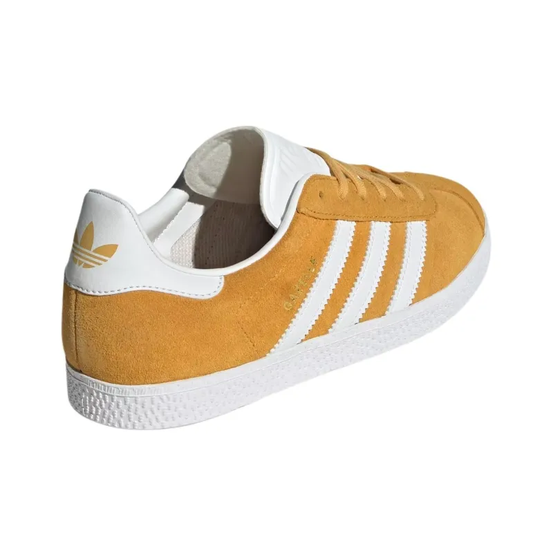 Adidas Originals GAZELLE Anti Slip Wear Resistant Low Top Kids' Skateboarding Shoes Yellow White Teenagers-3