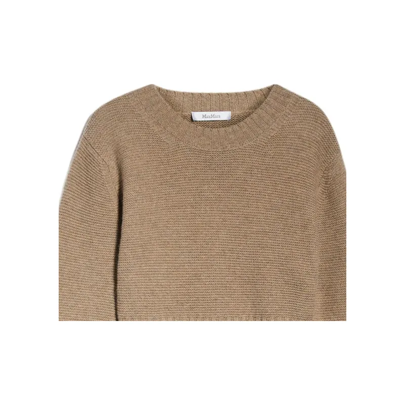 MaxMara Kaya Collection Cropped Cashmere Jumper Sweater Women's Sand-4