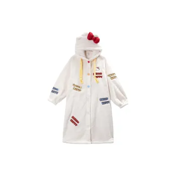 GUKOO x SANRIO Hello Kitty Pajama Robe Women's Cow Ivory