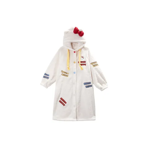 GUKOO x SANRIO Hello Kitty Pajama Robe Women's Cow Ivory