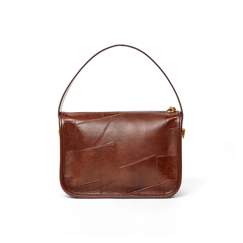 Teenmix Cow Leather Small Square Bag Shoulder Bag Crossbody Bag Handbag Regular Small Size Women's Brown/Rosewood/Black-10