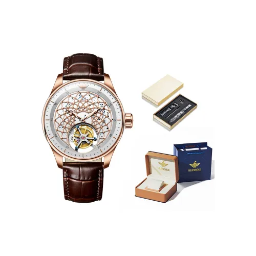 Oupinke Core Gravity Collection Manual Mechanical Movement Leather Watch Bands Watch Men's Watches White Dial