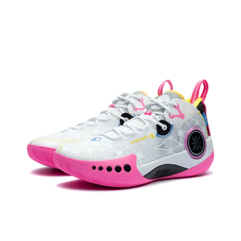 LiNing Wade Shadow 3 Cushioning Breathable Low Top Basketball Shoes Men's White Pink-2