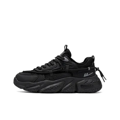 Warrior Warm Coverage Height Increasing Wear Resistant Lightweight Slip Resistant Low Top Chunky Sneakers Unisex Black