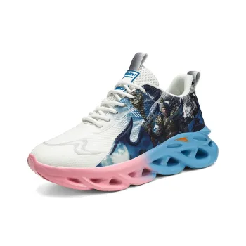 Kinglake Anti Slip And Wear Resistant Height Increasing Low Top Running Shoes Unisex Pink Blue