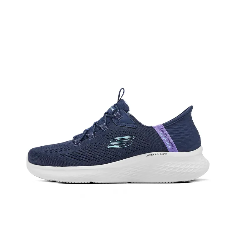 Skechers Breathable Lightweight Low-Top Casual Shoes Women's Navy-0