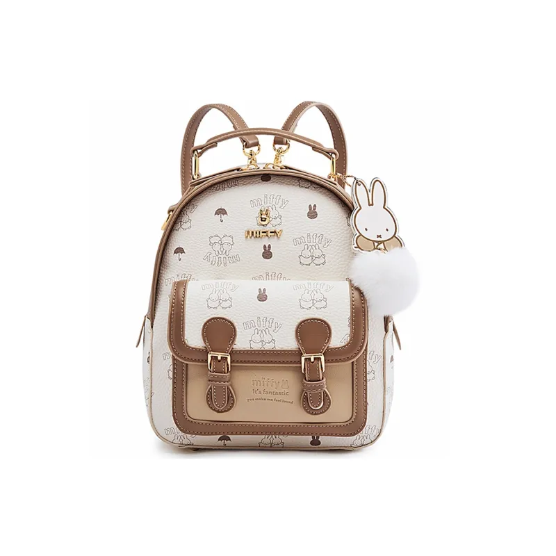 Miffy Synthetic Leather Backpack Regular Women's Khaki/pink-17