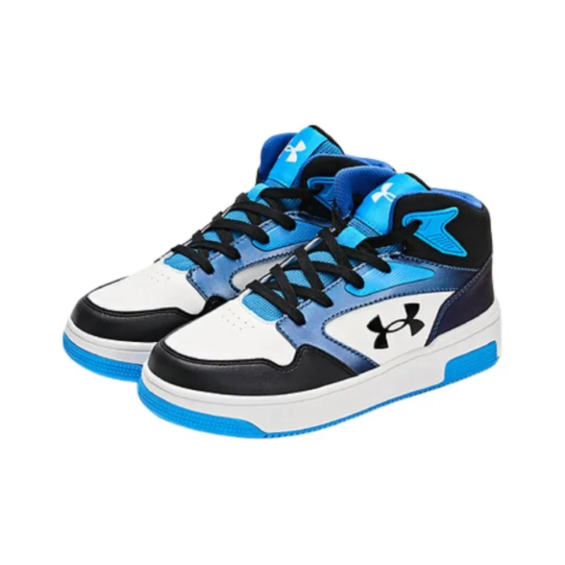 Under Armour Anti Slip Wear Resistant Mid Top Kids' Skateboarding Shoes Blue Teenagers-1