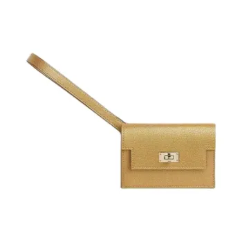 HERMES Kelly Pocket Chamkilight Goatskin Wallet Women's Gold