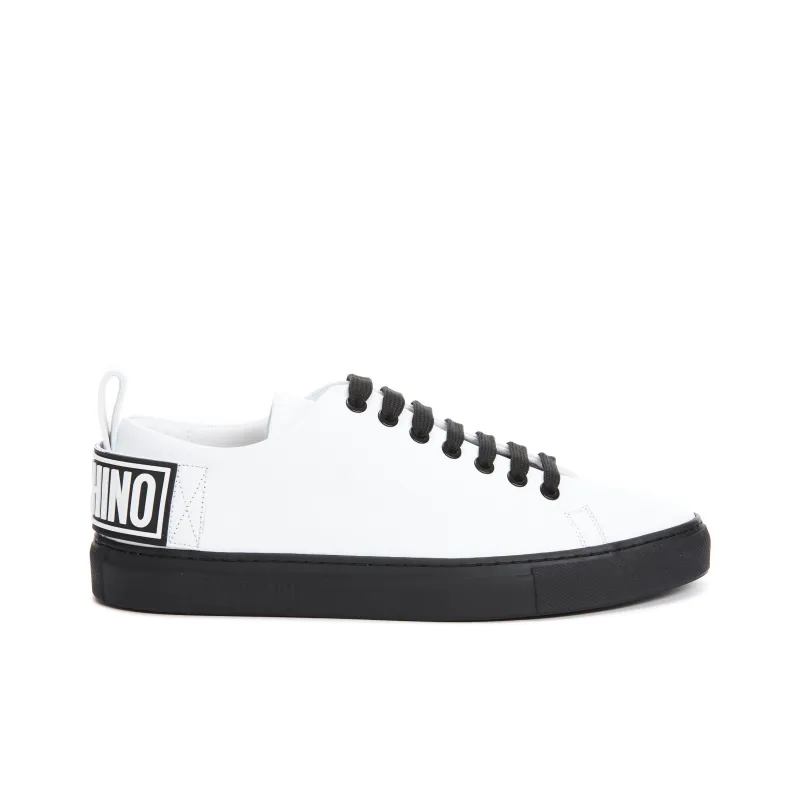 MOSCHINO Low Top Stylish Skateboarding Shoes Men's White Black-1