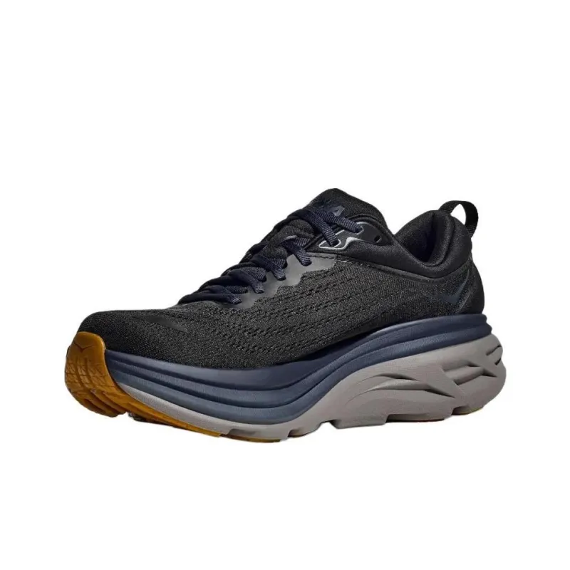 HOKA ONE ONE Bondi 8 Anti Slip Wear Resistant Low Top Casual Running Shoes Men's Black-3