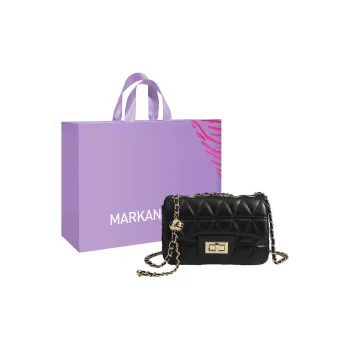 MARKANGARO PU Small Square Bag Shoulder Bag Crossbody Bag Regular Women's Black/Ecru/Pink