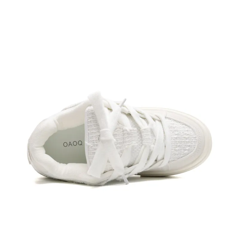 OAOQ Low-Top Skateboard Shoes Unisex White Yellow Blue-46