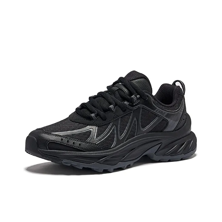 Erke Shadowing Cushioning Support Slip Resistant Low Top Casual Shoes Women's Jet Black Carbon Gray-2