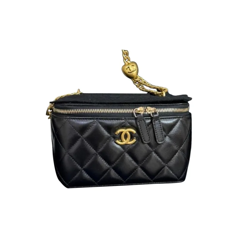 CHANEL Lambskin One Shoulder Handbag Women's Black-1