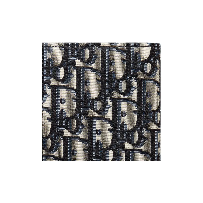 DIOR Jacquard Fabric Card Holder Card Holder Unisex Beige & Black-5