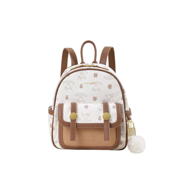 Miffy Synthetic Leather Backpack Regular Women's Khaki/pink-23