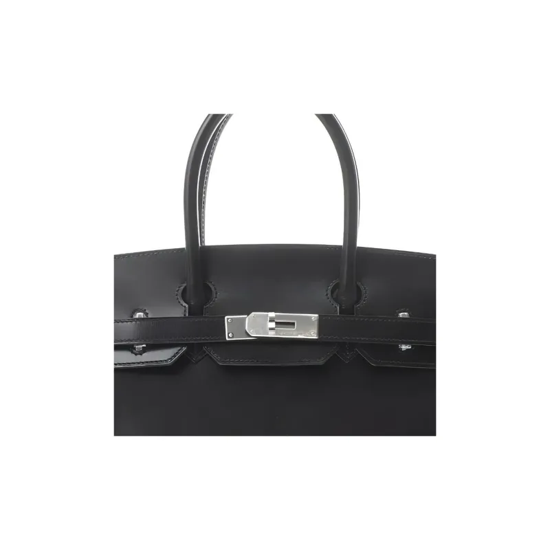 HERMES Birkin Leather Birkin Bag Handbags Women's Noir Black-3