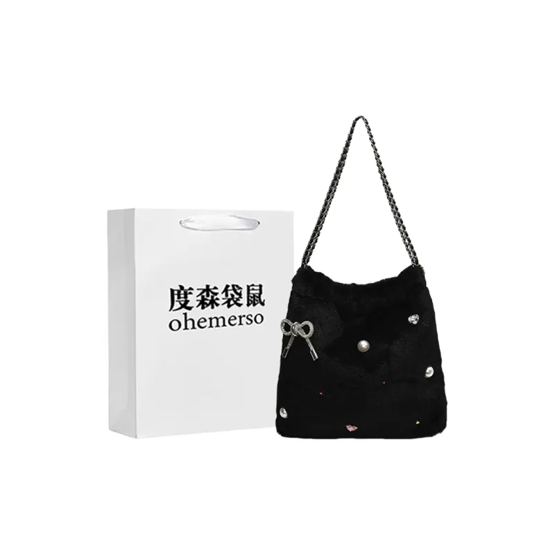 Dusen Kangaroo Plush Portable Crossbody Bag, Shoulder Bag Women's Ecru/Gray/Black/Khaki-15