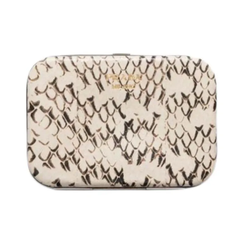 PRADA Leather Card Holder Card Holder Women's Stone Gray-0