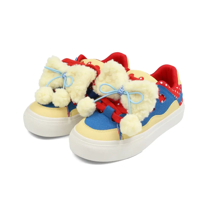 B10CROWN Anti Slip And Wear Resistant Breathable Low Top Skateboard Shoes Women's Red Yellow Blue-3