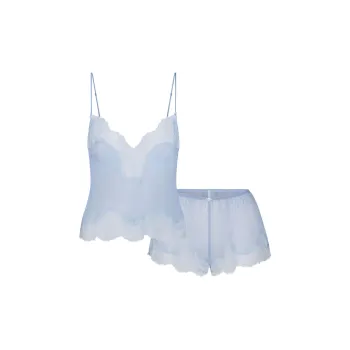 SKIMS Holiday Collection FW24 ROMANCE LACE CAMI AND SHORT SET Pajama Set Women's GLACIER/Glacier Blue