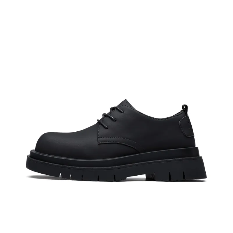 Tonlion Dress German Derby Leather Shoes Men's Matte Black-0