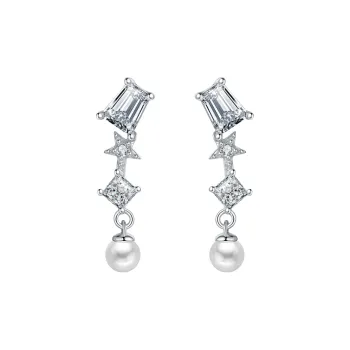 BABYBEI Shell Pearl Clip On Earrings Women's