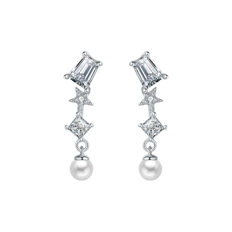 BABYBEI Shell Pearl Clip On Earrings Women's-0