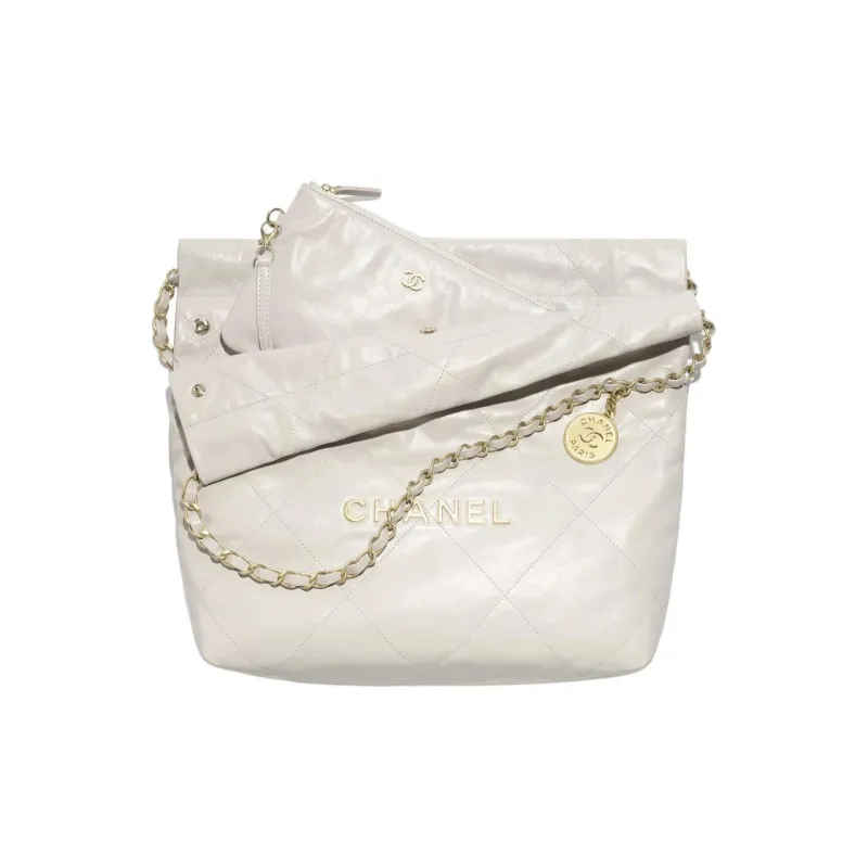 CHANEL Calfskin Hobo Bag Shoulder Bag Mini Women's Light Gray-2