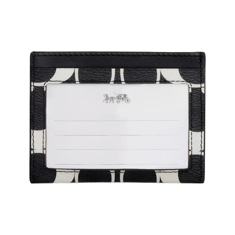 COACH Card Case PVC With Cow Leather Card Holder Card Holder Unisex Black & Chalk White-1