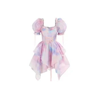Selkie Collection SS24 Short Sleeved Dresses Women's Tie Dye Rainbow Print
