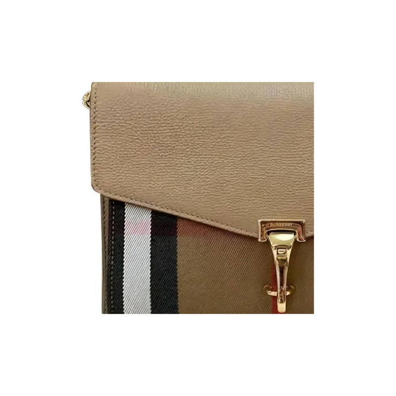 Burberry Cow Leather Shoulder Bag, Crossbody Bag Women's Beige & Brown-2