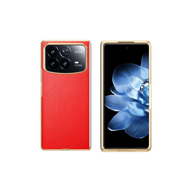 ZHUOJI Vegan Leather Material Foldable Display Leather Litchi Grain Phone Case Compatible With Xiaomi MixFold 3-4