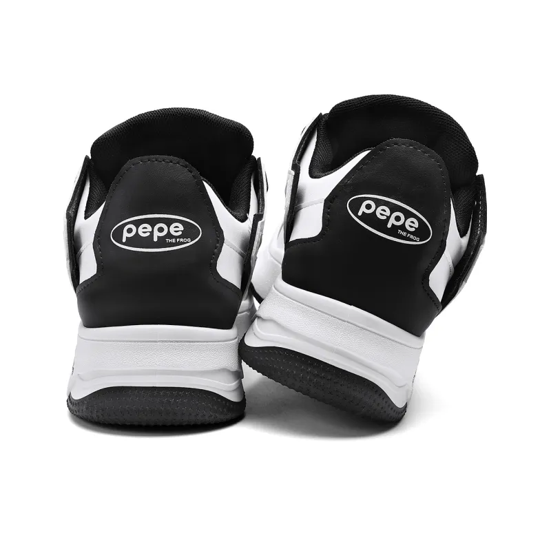 Pepe The Frog Skateboard Shoes Unisex Low Top Ecru/Classic Black White/White Green-12