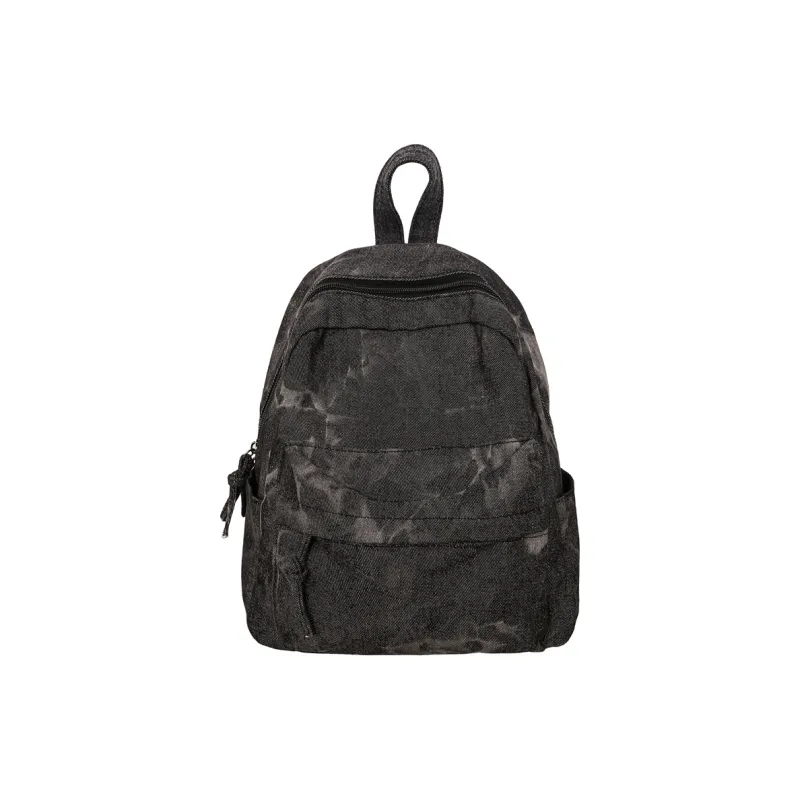 LUVISTRUE Denim Small Backpack Medium Size Unisex Black/Light Blue/Dark Blue-9