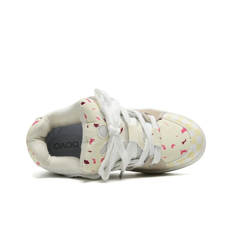 OAOQ Low-Top Skateboard Shoes Unisex White Yellow Blue-60