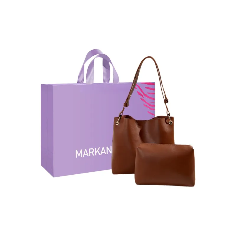 MARKANGARO PU Leather Tote Large Size Women's Brown \ Black-0