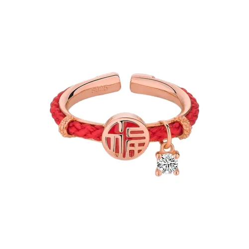 MAGICPOLE 925 Sterling Silver Zircon Fabric Rings Women's Red