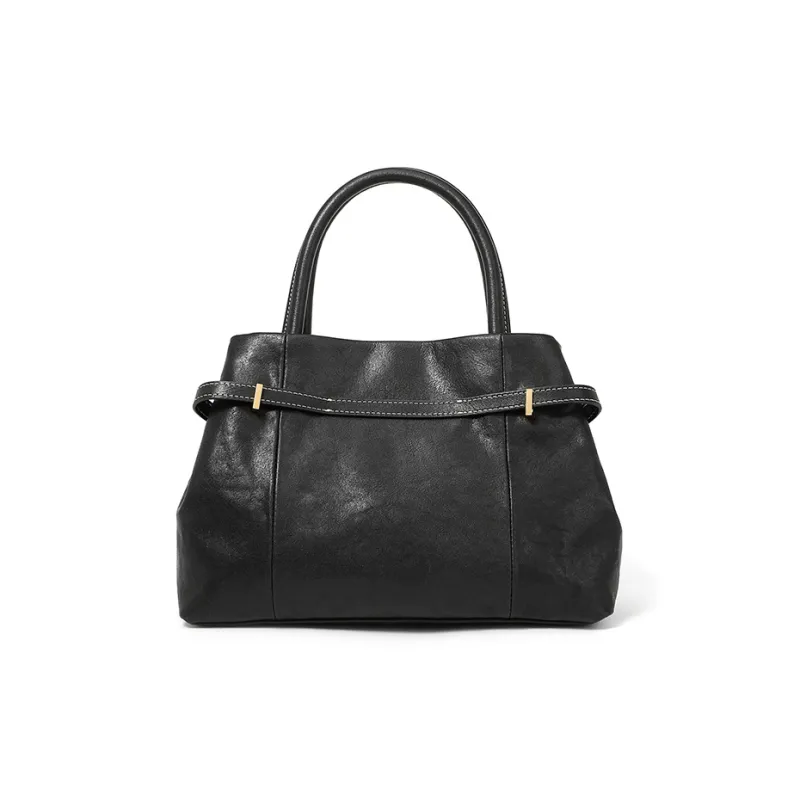 Yalu Crystal Vegetable Tanned Cow Leather One Shoulder Handbag Women's Brown/Black/Coffee-12